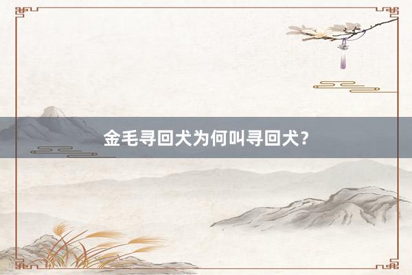 金毛寻回犬为何叫寻回犬？
